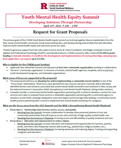 CYSEW Request for Grant Proposals