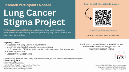 Research Participants Needed for Lung Cancer Stigma Project